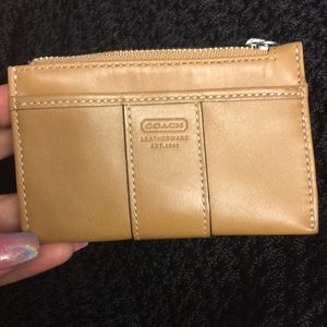 Coach coin/card holder with key ring.